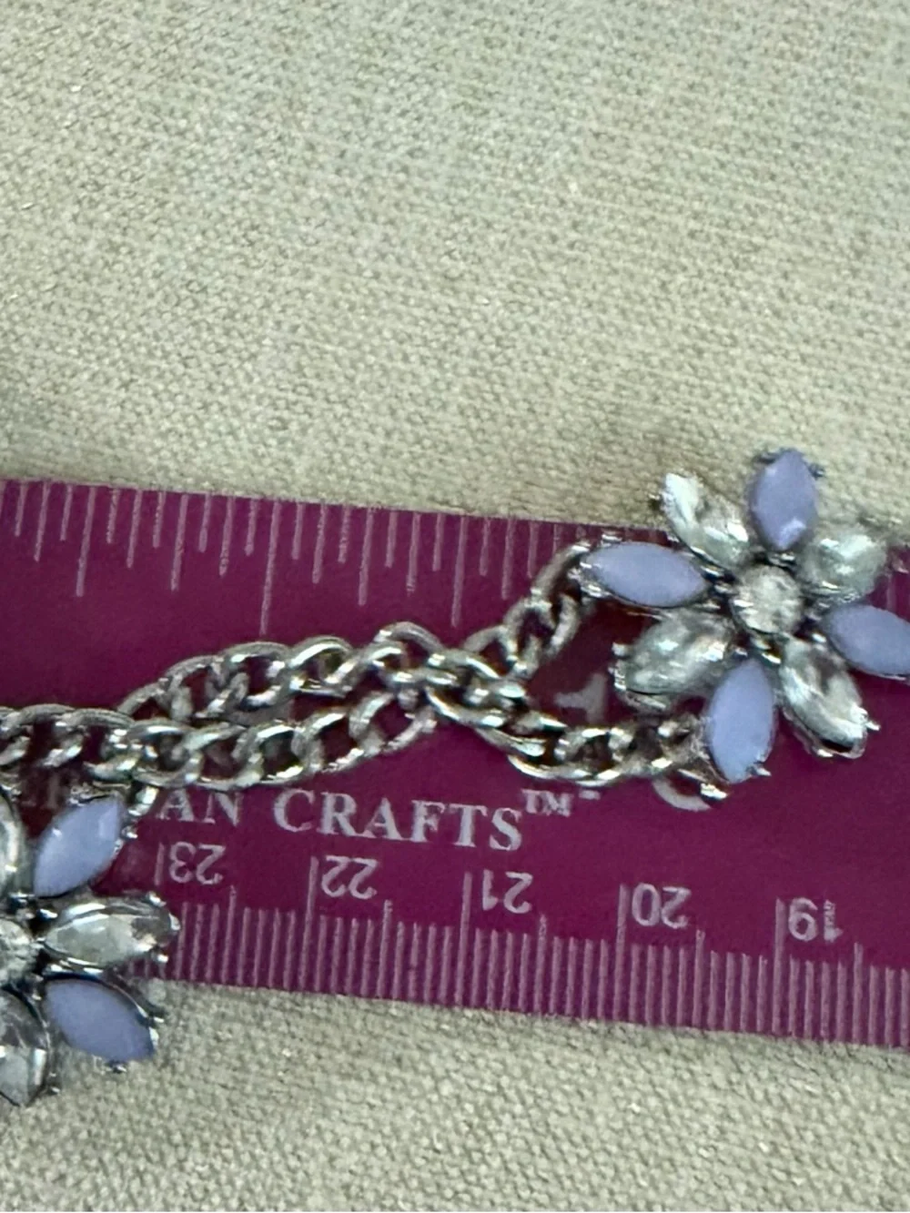Silver Chain Multi-Flower Necklace with Lavender Crystal Petals - Picture 6 of 6